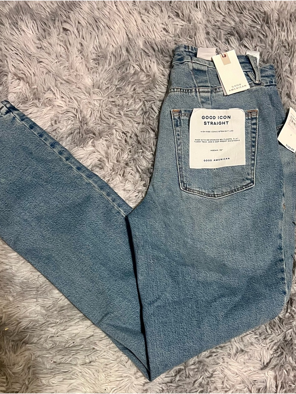 Good American Icon Ripped High Waist Straight Leg Jeans - Picture 6 of 6